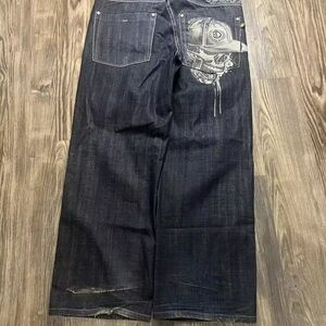 Men's Black Jeans with Skull Design